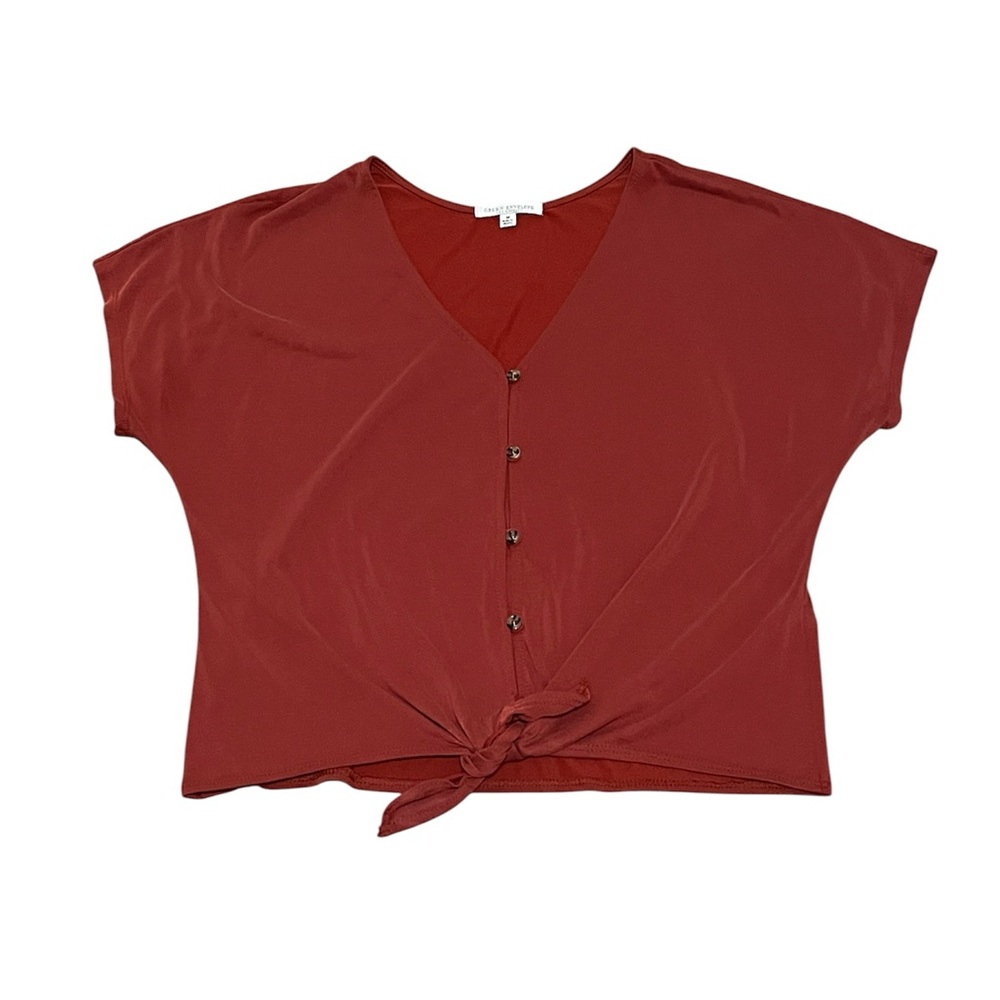 Green Envelope Los Angeles Medium Cranberry Button Blouse Casual Comfortable